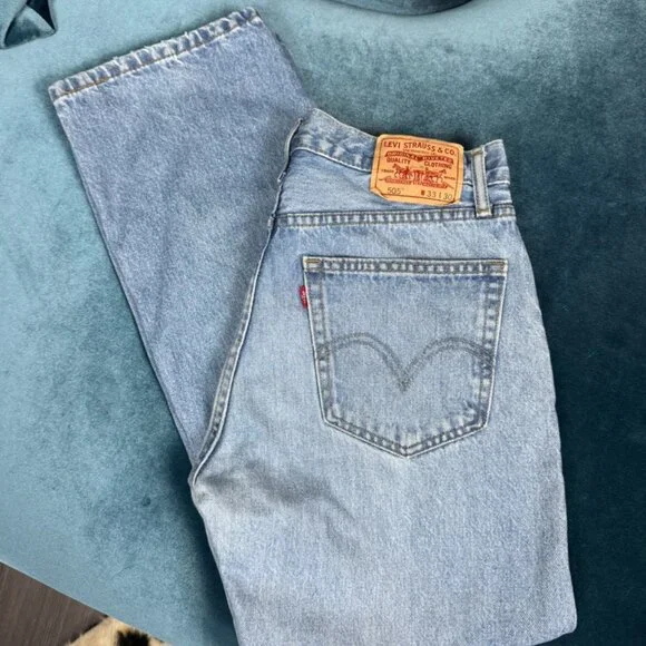 Vintage Levi’s Men’s 505 Jean Medium Light Blue Stonewash 33x30 - Picture 2 of 11